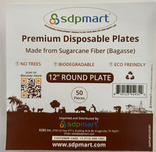 Load image into Gallery viewer, 12&quot; Round Premium Disposable Bagasse Plates  - 50qty
