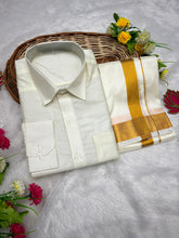 Load image into Gallery viewer, Premium Men Tissue Cotton Dhoti and Shirt