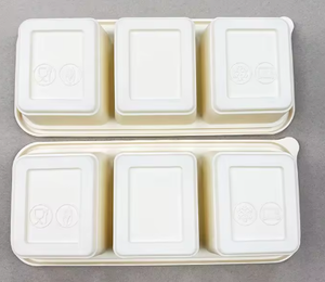 3 Compartment Corn Starch Long Grind Takeaway Container w Lid - 50qty