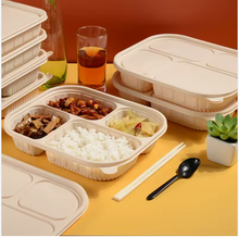 Load image into Gallery viewer, 4 Compartment Corn Starch Takeaway Container w Lid - 50qty