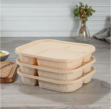 Load image into Gallery viewer, 4 Compartment Corn Starch Takeaway Container w Lid - 50qty