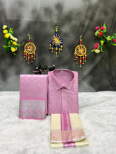 Load image into Gallery viewer, Premium Men Tissue Cotton Dhoti and Shirt