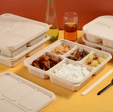 Load image into Gallery viewer, 5 Compartment Corn Starch Takeaway Container w Lid - 50qty
