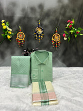 Load image into Gallery viewer, Premium Men Tissue Cotton Dhoti and Shirt