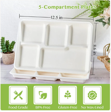 Load image into Gallery viewer, 12&quot; 5 CP Round Premium Disposable Bagasse Plates  - 50qty