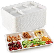 Load image into Gallery viewer, 12&quot; 5 CP Round Premium Disposable Bagasse Plates  - 50qty