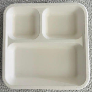 6" 3 CP Round Premium Disposable Bagasse Plates - 50qty