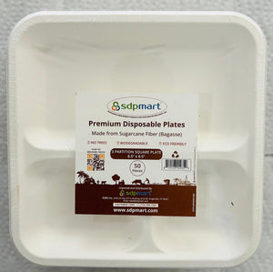 6" 3 CP Round Premium Disposable Bagasse Plates - 50qty