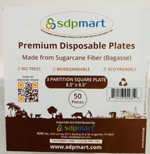 Load image into Gallery viewer, 6&quot; 3 CP Round Premium Disposable Bagasse Plates - 50qty