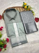 Load image into Gallery viewer, Premium Men Tissue Cotton Dhoti and Shirt