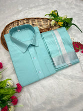 Load image into Gallery viewer, Premium Men Tissue Cotton Dhoti and Shirt