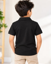 Load image into Gallery viewer, Boys' Classic Black Half Sleeve Polo T-Shirt