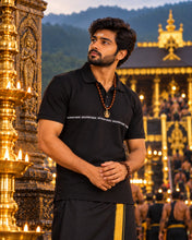 Load image into Gallery viewer, Men's Premium Black Branded Chest Tape Half Sleeve Polo T-Shirt