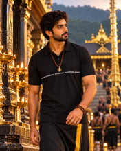 Load image into Gallery viewer, Men's Premium Black Branded Chest Tape Half Sleeve Polo T-Shirt