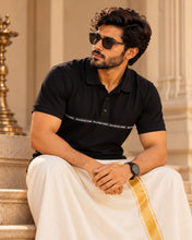 Load image into Gallery viewer, Men's Premium Black Branded Chest Tape Half Sleeve Polo T-Shirt