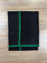 Load image into Gallery viewer, Pure Cotton Black Dhoti with Emerald Green Border