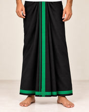 Load image into Gallery viewer, Pure Cotton Black Dhoti with Emerald Green Border