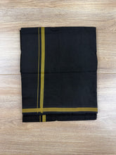 Load image into Gallery viewer, Pure Cotton Black Dhoti with Mustard Gold Border