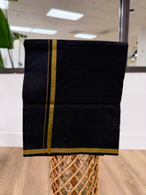 Load image into Gallery viewer, Pure Cotton Black Dhoti with Mustard Gold Border