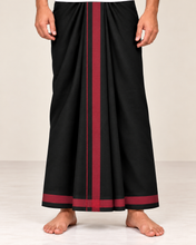 Load image into Gallery viewer, Pure Cotton Black Dhoti with Rose Red Border