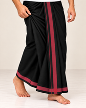 Load image into Gallery viewer, Pure Cotton Black Dhoti with Rose Red Border