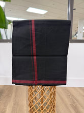 Load image into Gallery viewer, Pure Cotton Black Dhoti with Rose Red Border
