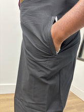 Load image into Gallery viewer, Men&#39;s Pure Cotton Single Layer Black Dhoti with Angavastram (Towel) - Gold Jari with Velcro