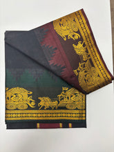 Load image into Gallery viewer, Men&#39;s Cotton Blend Single Layer Reversible Black Dhoti with Angavastram (Towel) – Design Border