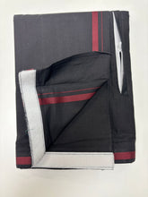 Load image into Gallery viewer, Men&#39;s Pure Cotton Single Layer Black Dhoti with Angavastram (Towel) - Gold Jari with Velcro