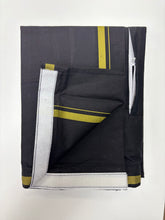 Load image into Gallery viewer, Men&#39;s Pure Cotton Single Layer Black Dhoti with Angavastram (Towel) - Gold Jari with Velcro