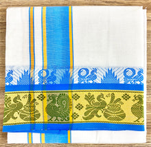 Load image into Gallery viewer, Jacquard Cotton Blend White Dhoti with Reversible Border