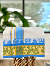 Load image into Gallery viewer, Jacquard Cotton Blend White Dhoti with Reversible Border