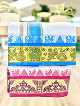 Load image into Gallery viewer, Jacquard Cotton Blend White Dhoti with Reversible Border