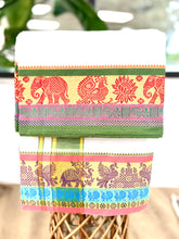 Load image into Gallery viewer, Jacquard Cotton Blend White Dhoti with Reversible Border