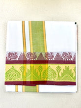 Load image into Gallery viewer, Jacquard Cotton Blend White Dhoti with Reversible Border