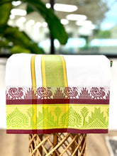 Load image into Gallery viewer, Jacquard Cotton Blend White Dhoti with Reversible Border