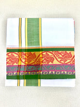 Load image into Gallery viewer, Jacquard Cotton Blend White Dhoti with Reversible Border