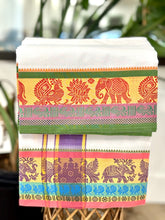 Load image into Gallery viewer, Jacquard Cotton Blend White Dhoti with Reversible Border