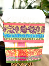 Load image into Gallery viewer, Jacquard Cotton Blend White Dhoti with Reversible Border