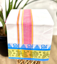 Load image into Gallery viewer, Jacquard Cotton Blend White Dhoti with Reversible Border