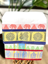 Load image into Gallery viewer, Jacquard Cotton Blend White Dhoti with Reversible Border