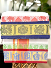 Load image into Gallery viewer, Jacquard Cotton Blend White Dhoti with Reversible Border