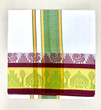 Load image into Gallery viewer, Jacquard Cotton Blend White Dhoti with Reversible Border