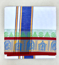 Load image into Gallery viewer, Jacquard Cotton Blend White Dhoti with Reversible Border