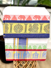 Load image into Gallery viewer, Jacquard Cotton Blend White Dhoti with Reversible Border