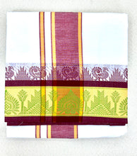 Load image into Gallery viewer, Jacquard Cotton Blend White Dhoti with Reversible Border