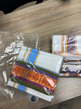 Load image into Gallery viewer, Jacquard Cotton Blend White Dhoti with Reversible Border