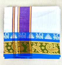 Load image into Gallery viewer, Jacquard Cotton Blend White Dhoti with Reversible Border