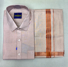 Load image into Gallery viewer, Premium Men Tissue Cotton Dhoti and Shirt