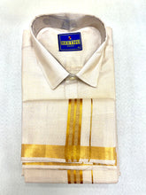 Load image into Gallery viewer, Premium Men Tissue Cotton Dhoti and Shirt
